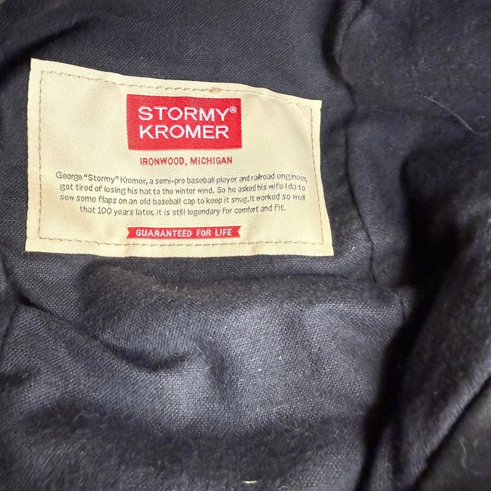 Stormy Kromer The Original Cap Tan Gray Plaid Wool Ear Flap Hat Size 6 3/4 USA